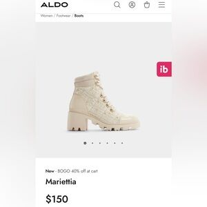 ALDO Women's Cream Lace-Up Boots